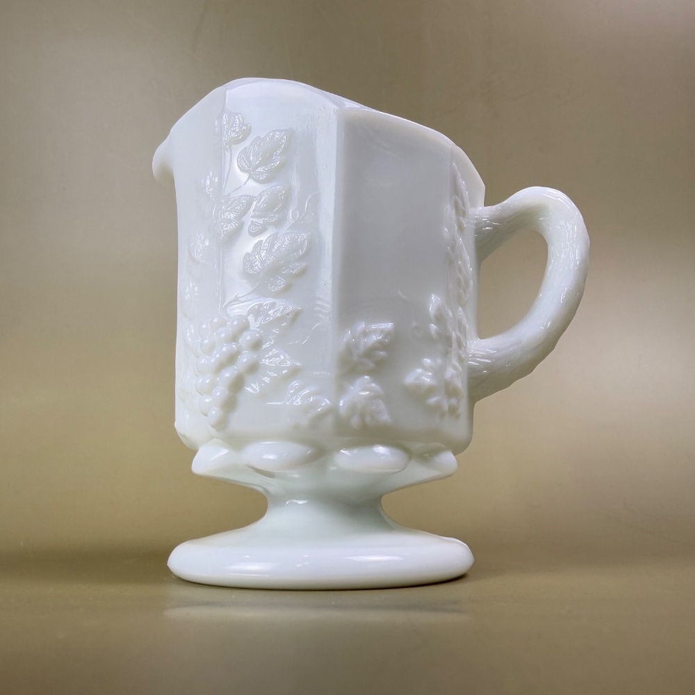 Westmoreland Milk Glass Grape Pattern Footed Creamer – Vintage Mid-Century - Picture 6 of 13